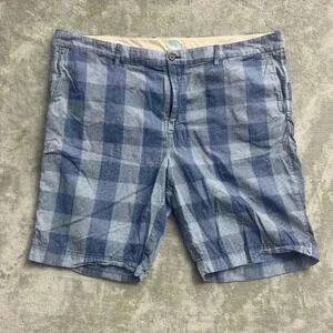 Tommy Bahama Shorts Mens Size 42 Blue Outdoor Checkered Cotton Chino Camp